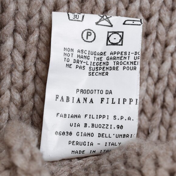 Fabiana Filippi Taupe Merino-Wool Beaded High-Neck Sweater - Picture 11 of 11